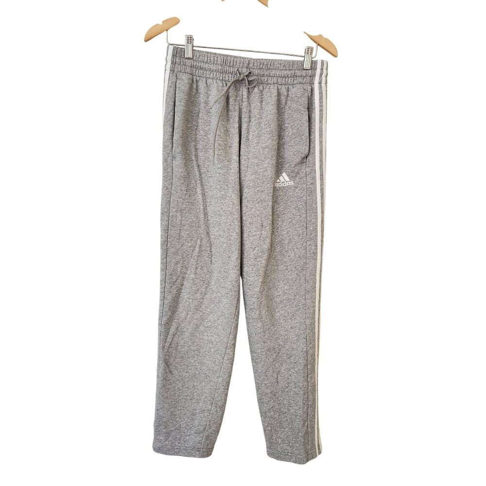 Adidas Men's Gray Drawstring Track Pants Pockets Casual Athletic Sporty Medium - Picture 2 of 6